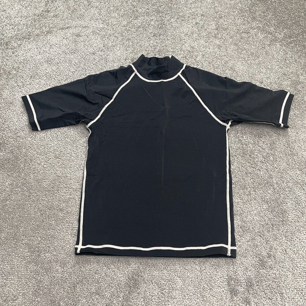 Unbranded Active T-Shirt Boys Kids Small Black Short Sleeve Mock Neck Nylon Top